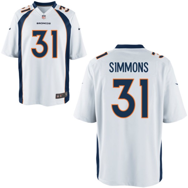 Nike Men's Denver Broncos Game White Jersey SIMMONS#31