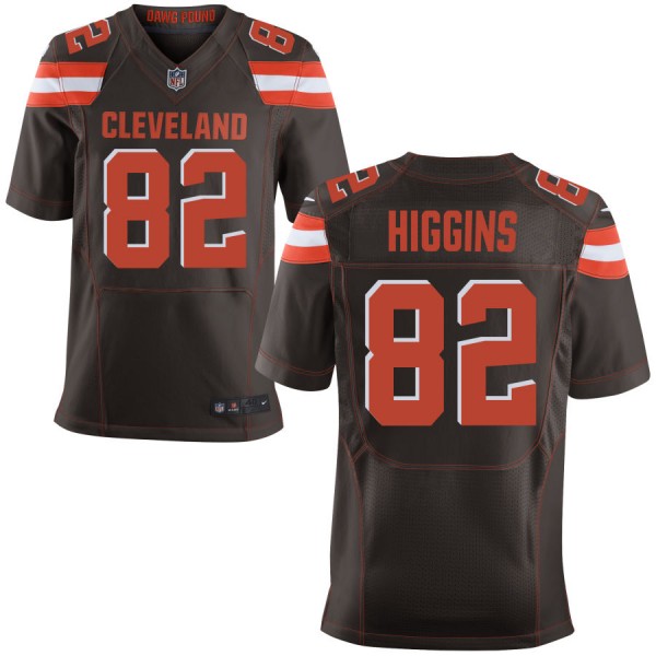 Men's Cleveland Browns Nike Brown Elite Jersey HIGGINS#82