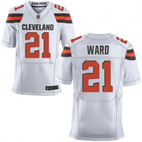 Men's Cleveland Browns Nike White Elite Jersey WARD#21